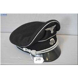 Nazi Crusher Cap - Nazi Winter Issue SS Crusher Cap w/devices intact [ maker's marked ]