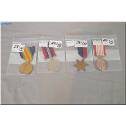 Lot of Four Medals : WWI Victory Medal C.S.Bennett [ unit not readable ] - British WW II 1939-45 Sta