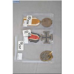 Lot of Three Items : Nazi SA Sports Badge in bronze [ maker marked  ] - Nazi Medal Iron Cross 2nd Cl