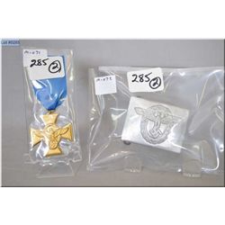 Lot of Two Items : Nazi Police Long Service - Nazi Police Belt Buckle [ maker marked R.M.Z. M 34/2 ]