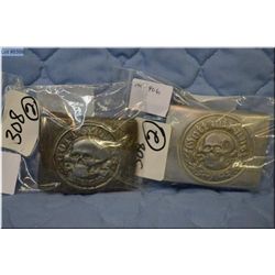Lot of Two Nazi Items : Early Nazi Death Head Belt Buckle w/Gott Mit Uns or gods with us inscribed o