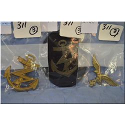 Lot of Three Nazi  Items : Nazi Cap Device Luftwaffe Paratrooper's [ worn, used condition, with one 