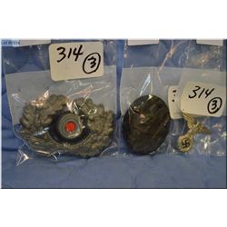 Lot of Three Nazi Items : Nazi Cap Device [ Nazi SA Cap Device with both pins intact ] - Nazi Award 