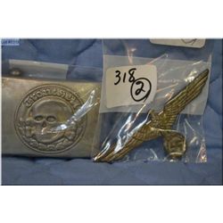 Lot of Two Nazi Itesm : Nazi Cap Device [ early example makers marked 40 ] - Nazi Belt Buckle with t