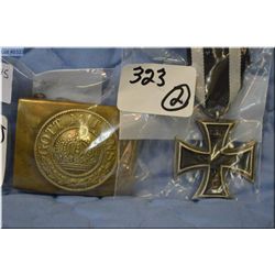 Lot of Two Nazi Items : Imperial German Enlisted Men's Belt Buckle - Imperial German WW 1 Iron Cross