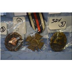 Lot of Three Nazi Items : Imperial German WW ! Merit Medal - Imperial German Blackened Wound Badge -
