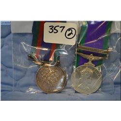 Lot of Two Medals :  British General Service Issued w/ The Northern Ireland clasp - Can WW II Volunt