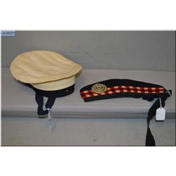 Lot of Two Items : World War II Wedge Cap w/48 th Highlander's Cap Badge attached - Canadian Navy Ca