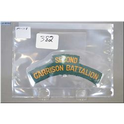 Canadian WWII Scarce Shoulder Flash,  Second Garrison Battalion [ moth nip at bottom of flash ]