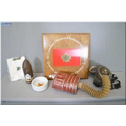 Lot of Four Items : Artillery Shell - Jr. Rank Mess Ashtray [ Baden Germany ] - 1st Canadian Divisio