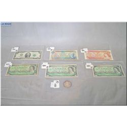 Lot of Seven Items : ( 3) 1967 Candian One Dollar Bills - One 1974 Can Two Dollar Bill [ very good c