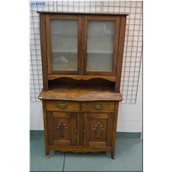 Antique Wooden Kitchen Hutch w/original glass