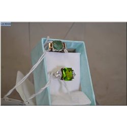 Lot of Two Silver Ladies Dress Rings :   .925 Silver Dress Ring w/beautiful garnet & diamond like st