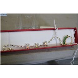 Lot of Two Items :  Gold Dress Ring w/5 emerald setting [ note ; missing one stone ] - Attractive La