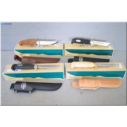 Lot of Four Marttiini Hunting Knives : Vuolupuukko 11 CM Brown - Skinner Condor Basic - Condor Basic