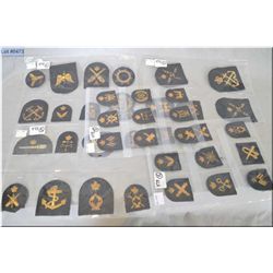 Lot of Five Groups of Canadian Navy WWII Trade Patches [gold wire boulion ] : 2 Pkgs have 8 Patches 