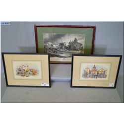 Lot of Three Items : Pair of Matching Framed Pictures [ Horse Guards - Whitehall & Tower of London ]