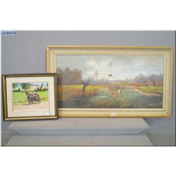 Lot of Two Framed Pictures  ; Kitchener Waterloo Menonite Oil Painting by Mark Kalous entitled  " Go