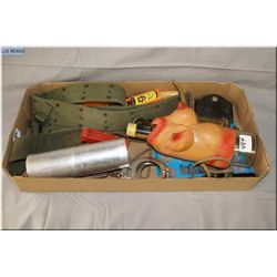 Box Misc: 2 small bottles Hoppes No 9 Gun Solvent - WW I Folding Knife Dated 1915 C Broad Arrow mark