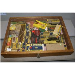 Table Top Show Case  ( 22" x 16" ) ( locks ) Full of Various Collector Ammo : Dom .45 Colt Blank - D
