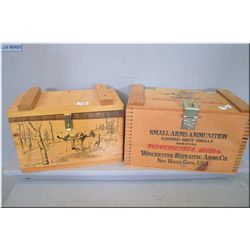 Lot of Two Items :  Winchester Western .12 Ga 3" Super X Shot  Shell  Wooden Ammo  Box - Small Woode