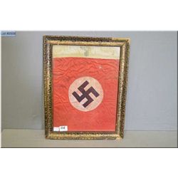 Nazi Flag , possibly a staff car penant, framed as purchased from a Vet