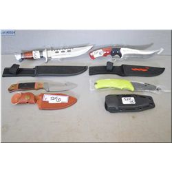 Lot of Four Hunting Knives w/sheaths [ Kershaw Mod 1078YL - Elk Creek Skinner - T.M.  - Columbia U.S