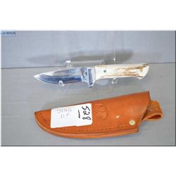Stag Drop Point Hunting Kniffe w/leather sheath Ser # BF 2521
