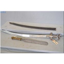 Lot of Two Items : Tolware style antique Sword w/broken scabbard [ piece missing ] - Middle East sty