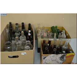 Lot of Three Boxes : collectable antique Medicine & Pop Bottles, etc.