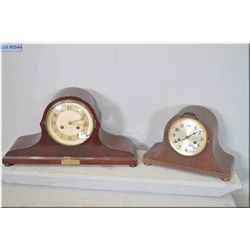 Lot of Two Antique Mantel Clocks : Mahogany  Cased Napolean Style Presentation Clock [ Presented to 