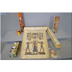 Tray Lot : 2 Egyptian style paintings on Papyrus - ( 2 )  Egyptian Pap yrus [ made in Egypyt ] -  2 