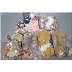 Box Lot : 8 Bags Ty Beanie Babies [ most have four per ] dogs, russ, fox, wolf, dragon , etc ]