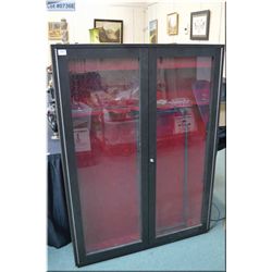 Five Place Red Velvet Lined Gun Cabinet w/two large glass doors, locking bar & doors w/key