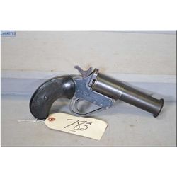 Unmarked .4 Ga Flare Pistol w/5 3/4" bbl w/flared end [ blue finish , checkered grips w/lanyard ring