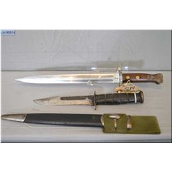 Lot of Two Items : Britihsh  Bayonet w/scabbard Mkd Sanderson Sheffield  w/frog - Worn K Bar U.S. MC