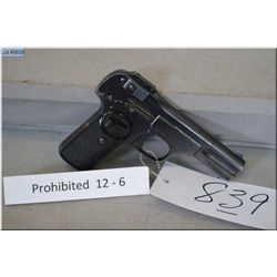 F.N. Browning Mod 1900 7.65 mm cal 7shot semi auto Pistol w/ 102 mm bbl [ blue finish fading front &
