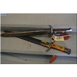 Lot of Two Bayonets w/scabbards : Finland Mod 1928 Militia Issue w/leather ribbed scabbard - Finnish