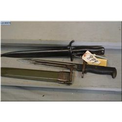 Lot of Two Bayonets w/scabbards : U.S. Marked Garand w/U.S. marked scabbard - Unknown w/metal handle