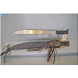 Brazilian Machete w/20" blade  Maker Tramontina Brazil, w/ornate leather scabbard w/fringes, tassels