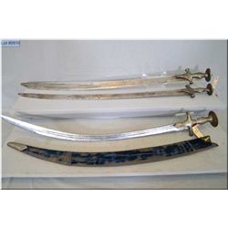 Lot of Three Items : Older Indian Sabres [ w/iron handles, [ one has old blue velvet covered scabbar