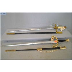 Lot of Two Items : Decorator Item Lodge style Sword w/ornate scabbard & hilt Spanish style - Older s