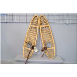 Set of Snowshoes w/rawhide & leather straps [ 35" length , oval shaped ]