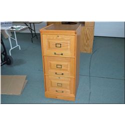 Oak Filing Cabinet [ w/ 3 drawer lockable, legal size , c/w keys ]
