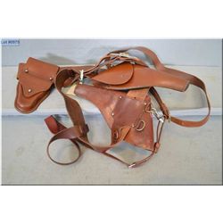 Bundle Lot : 2 Sets of Sam Browne leather belts , holsters & hand cuff cases