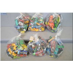 Lot of Six Bags of Collectable Miniature Die Cast Toys : many are Hot Wheels, some antique style, ro