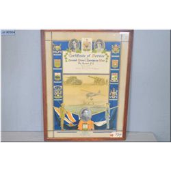 WWII Framed Certificate of Service, in the Second Great European War, " Pte. Herron J.G. , enlisted 