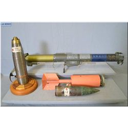 Lot of Four Items : " Dummy" Rocket Launcher Marked Canadian Army - orange metal practice bomb ? - p