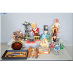 Lot of Two Boxes : Bar Items : Six Jim Beam Bottles ( Hudson Bay, Pirate,  One missing top )  - 1950