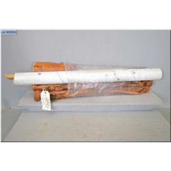 Bundle Lot : Three old leather leg o mutton cases [ missing tops ] - rubber band wooden toy rifle - 